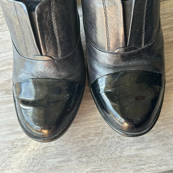 Tod’s Patent Smooth Mixed Leather Studded Block Heel Ankle Boots Made in Italy - Picture 4 of 13